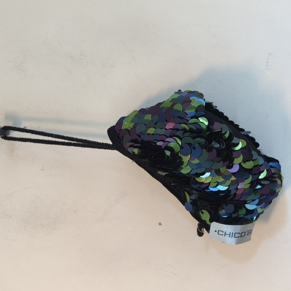 Chico's Illusion Beaded Multi Dark Sequin Wristlet - Picture 4 of 14